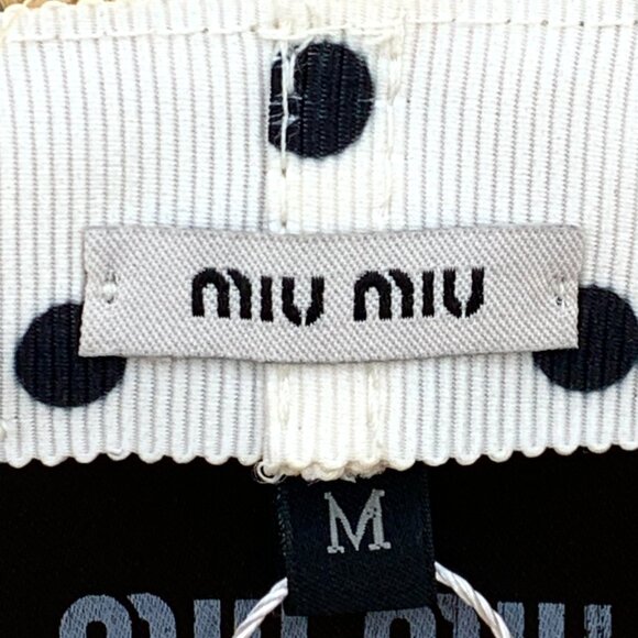 H17887 MiuMiu yellow logo letter polka dot woven straw hat Hat circumference 56c main image 9